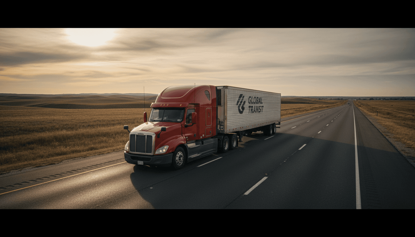 Semi-truck on open highway with mountain landscape